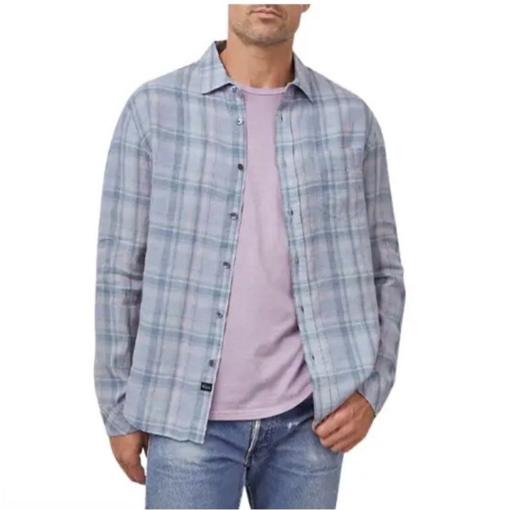Rails Havana Plaid Denim Sport Linen Shirt in Cerulean Jewel $148